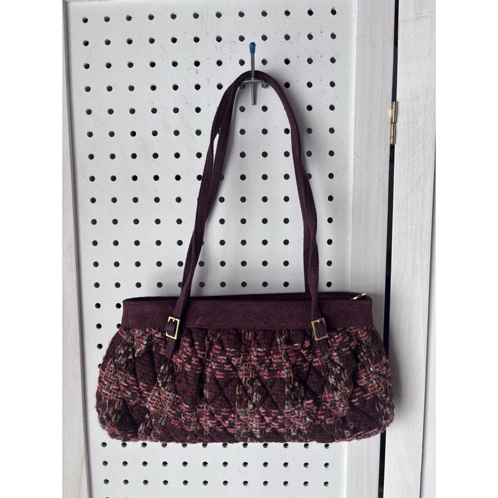 Vera Bradley Tweed Shoulder Bag Purse Maroon Multicolor